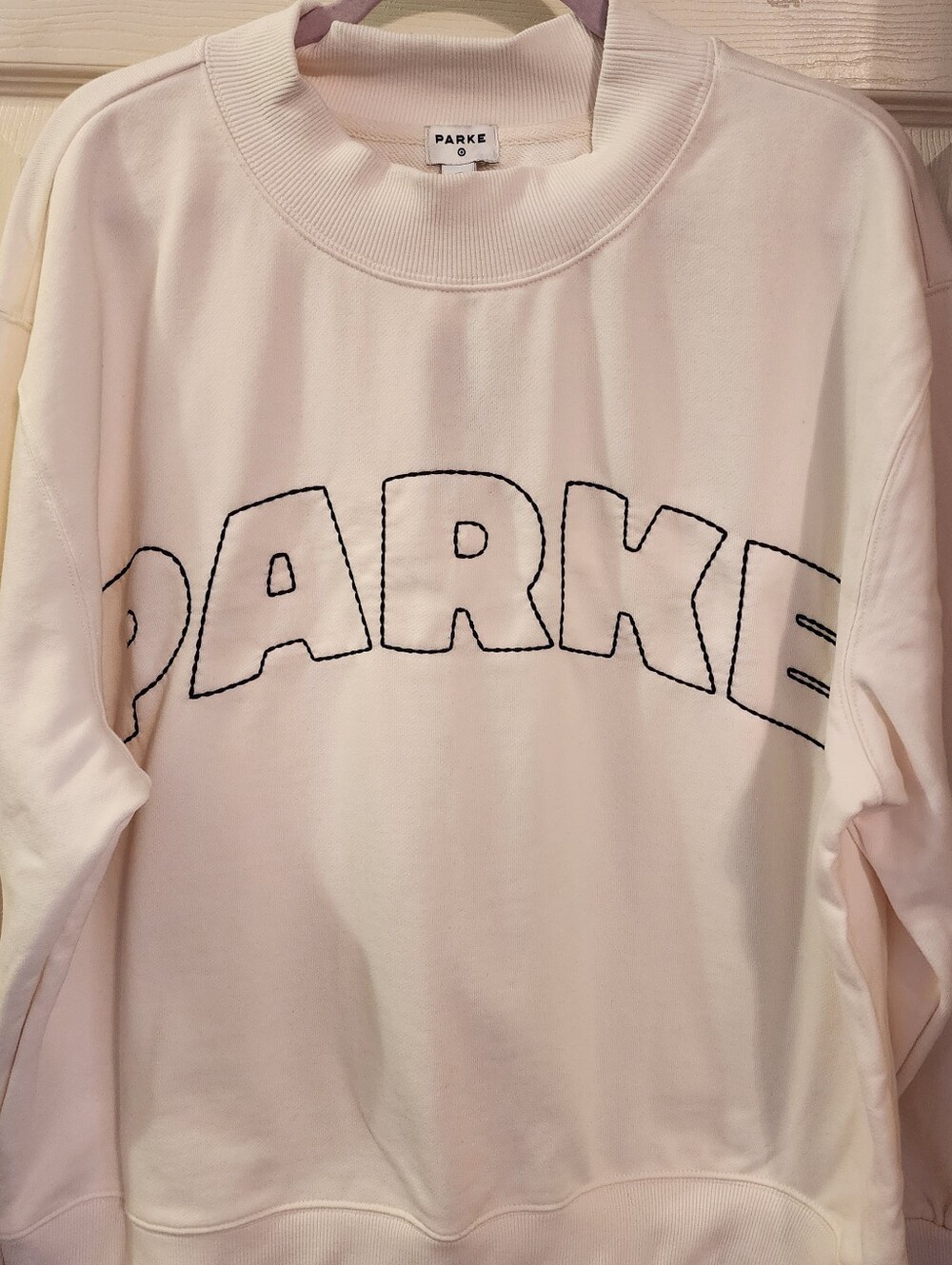 White 'PARKE' Logo Mockneck Sweater Women